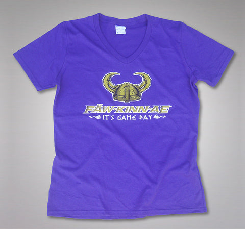 FAWKINNAE Women's V-Neck Vikings T-Shirt