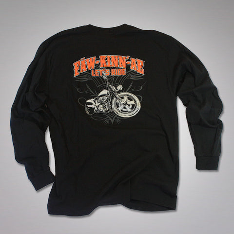 FAWKINNAE Men's Black Long Sleeve Biker Shirt