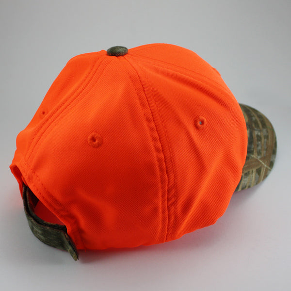 Blaze orange hunting cap - camo bill, Fawkinnae