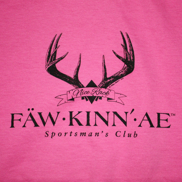 Ladies funny deer hunting t-shirt - pink, Fawkinnae nice rack